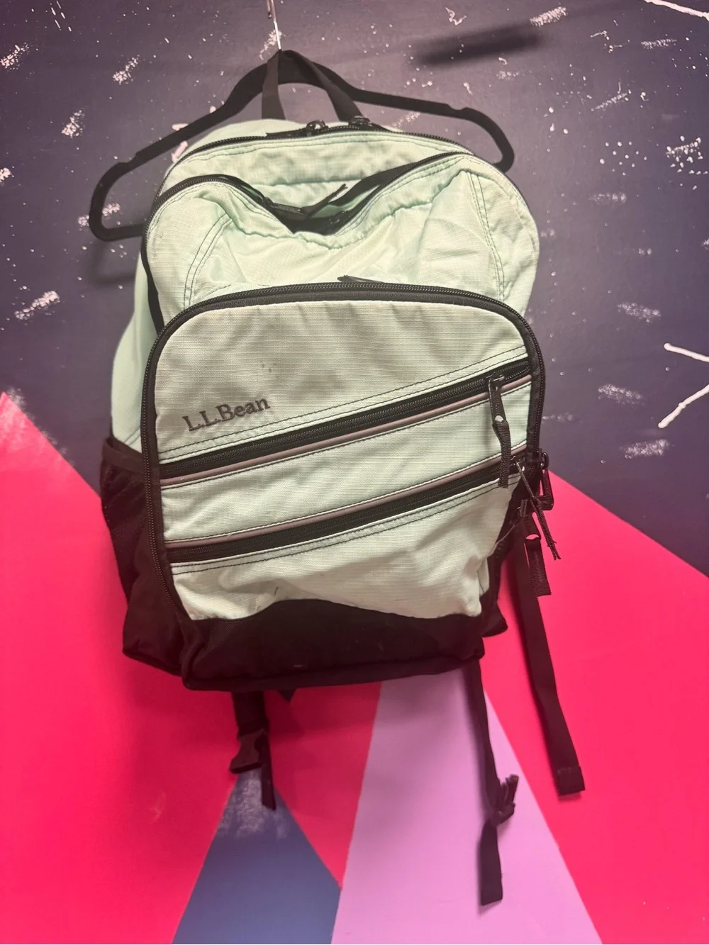 L.L. Bean Mint Green & Black Backpack